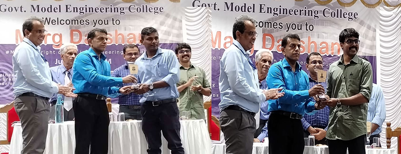 Felicitating Civil service examination rank holders IHRD Model Engineering College alumni, Mr. Vishnu Raj, Mr. Achyuth Ashok by Director, IHRD